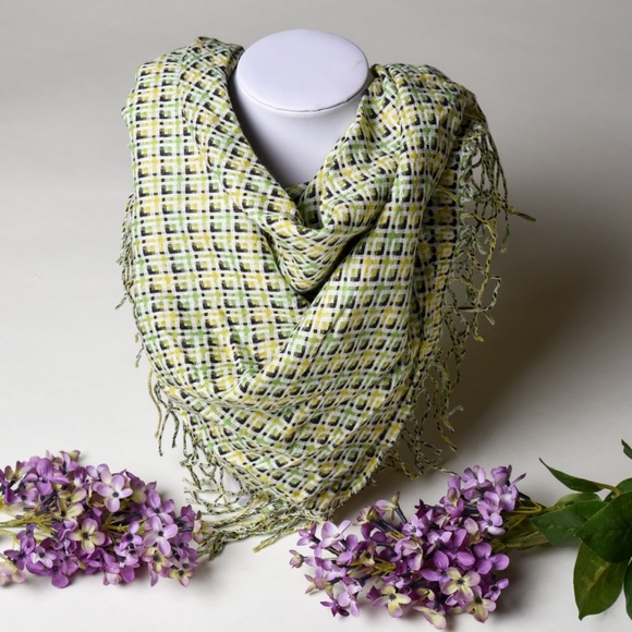 Accessories - Green/Yellow Geometric Pattern Scarf
